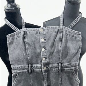 City Chic Black Denim Overalls